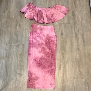 Pink Tie-Dye Women's Skirt Set